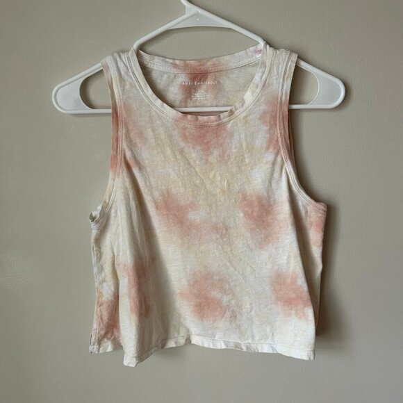 American Eagle Pink Tan Tie Dye Muscle Cropped Tank Top Women’s Size Small - Picture 1 of 6